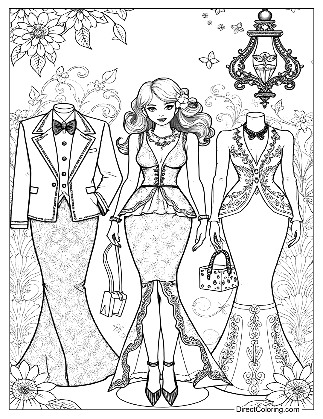 Paper Doll Dress Up Coloring Page